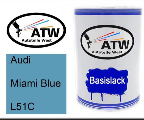 Audi, Miami Blue, L51C: 500ml Lackdose, von ATW Autoteile West.